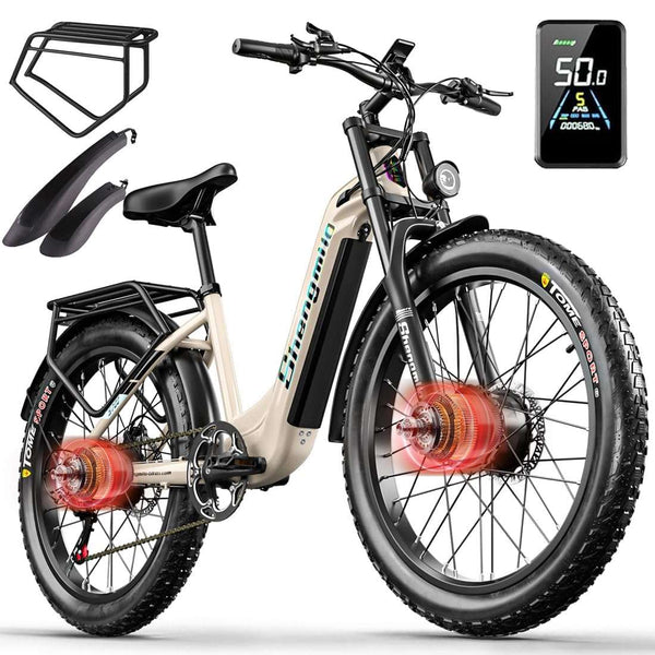 Electric Bike for Adults,26" x 3.0 Fat Tire Ebike,2000W Dual Motors Ebike,37MPH,48V 17.5AH Battery