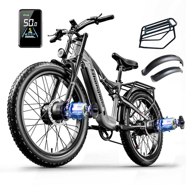 2000W Dual Motors Ebike,37MPH,48V 17.5AH Battery Electric Bike for Adults,26" x 3.0 Fat Tire Ebike,