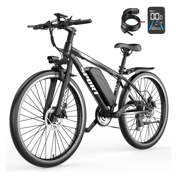 26'' 750W Motor Power, Up to 65 Miles 28MPH Electric Mountain Bike with 48V 480WH Removable Battery with Key, Adjustable Seat, Fenders, LCD Display, Password Lock, 7-Speed